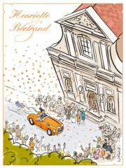 Henriette et Bertrand arrivent en coupé sport devant la Basilique Notre-Dame des Tables